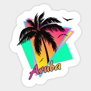 Aruba Cool 80s Sunset Sticker